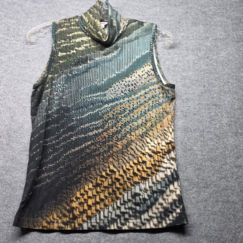 THE KIT. Women's Abstract Print Sleeveless Top Bamboo Cotton Stretch Top M